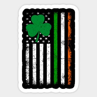 Vintage St Patrick's Day Irish American Flag Shamrock Lucky Sticker